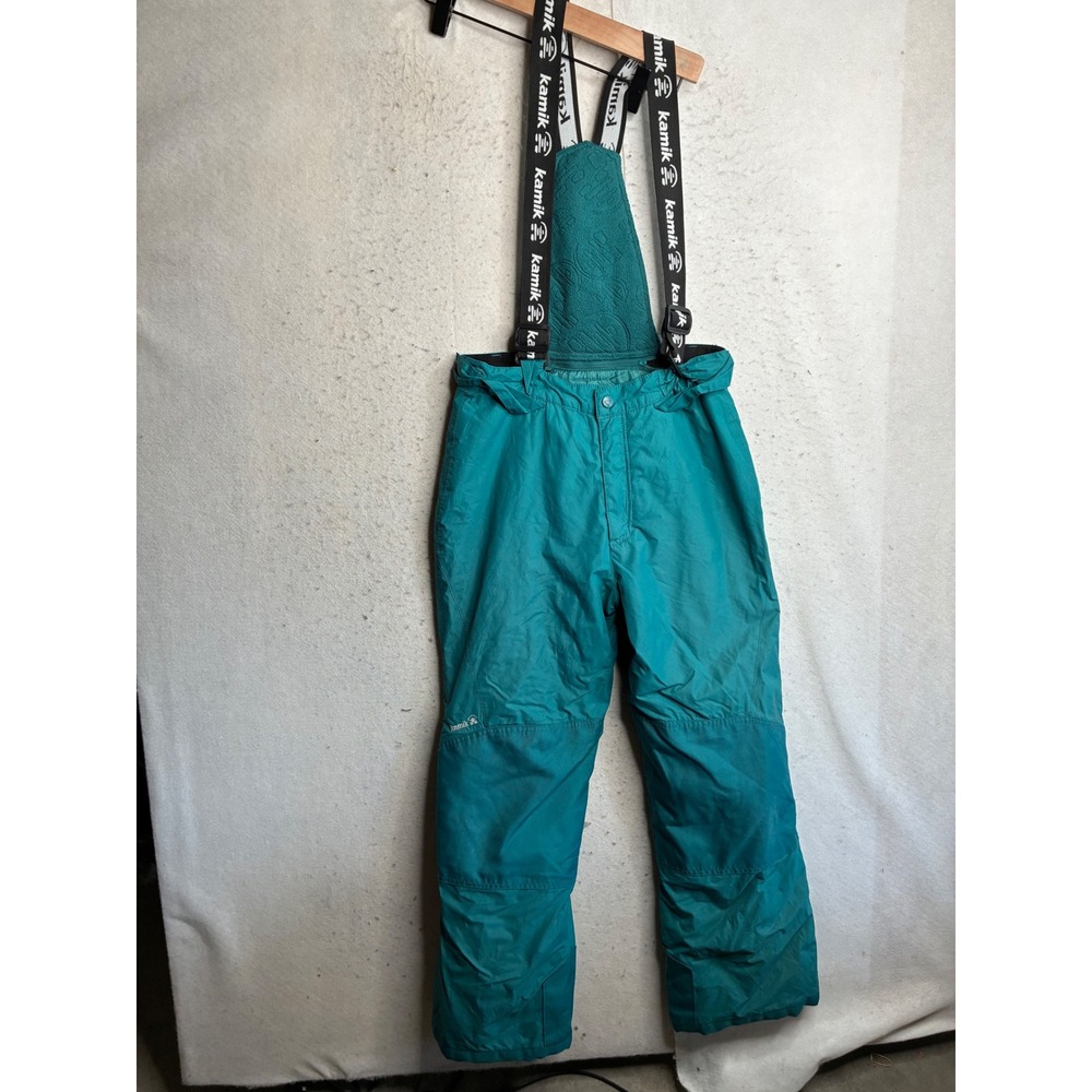 Kamik Kids Teal Insulated Snow Pants Bib Suspenders Size 12 KWU8360 Ski Trousers